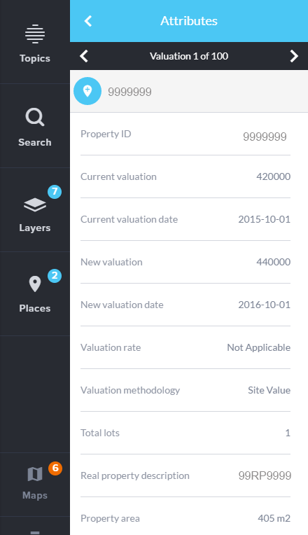 View the attributes of the land parcel