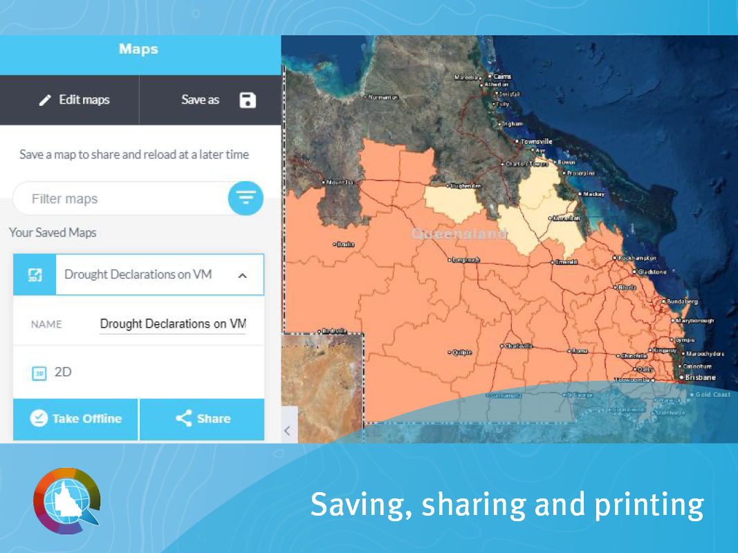 Share saved maps and print